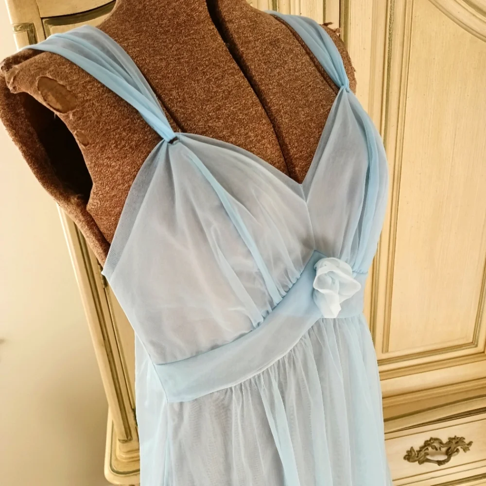 ADORABLE VINTAGE "VANITY FAIR" BLUE OMBRE DOUBLE NYLON CHIFFON NIGHTGOWN! - Picture 2 of 15